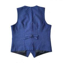 Load image into Gallery viewer, Dusty Blue Herringbone Tweed Wedding Vest for Groomsmen