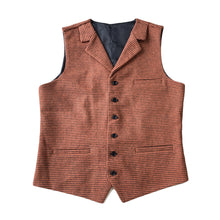 Load image into Gallery viewer, Burnt Orange Houndstooth Men's Vest for Wedding Party Formal Casual Waistcoat