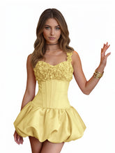 Load image into Gallery viewer, Satin Homecoming Dress 2026 With Flower Strap Mini Dress