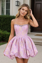 Load image into Gallery viewer, Lilac Strapless Homecoming Dress A Line Mini Dress with Beading