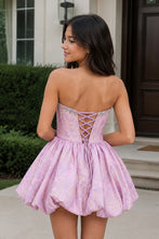 Load image into Gallery viewer, Lilac Strapless Homecoming Dress A Line Mini Dress with Beading