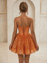 Load image into Gallery viewer, Sequin Strapless Homecoming Dress Sweetheart Mini Dress with Ruffled