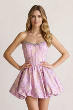 Load image into Gallery viewer, Lilac Strapless Homecoming Dress A Line Mini Dress with Beading