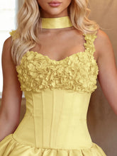 Load image into Gallery viewer, Satin Homecoming Dress 2026 With Flower Strap Mini Dress