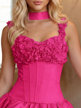 Load image into Gallery viewer, Satin Homecoming Dress 2026 With Flower Strap Mini Dress