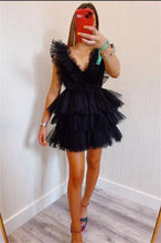 Load image into Gallery viewer, Cute Homecoming Dress 2023 Short V Neck Tulle Sleeveless
