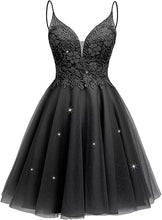 Load image into Gallery viewer, Elegant Homecoming Dress 2023 Short Spaghetti Straps Lace Appliques Tulle Corset Back