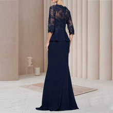 Load image into Gallery viewer, Chiffon V Neck Floor-Length Mother Of The Bride Pantsuits With Lace Sequins