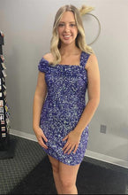 Load image into Gallery viewer, Grape Homecoming Dress 2023 Short One-shoulder Sequin