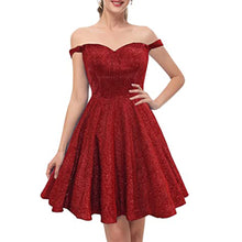 Load image into Gallery viewer, Cute Homecoming Dress 2023 Short Off the Shoulder Glitter Corset Back