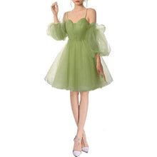 Load image into Gallery viewer, Fairy Homecoming Dress 2023 Short Spaghetti Straps Tulle with Puffy Sleeves Corset Back