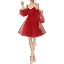Load image into Gallery viewer, Fairy Homecoming Dress 2023 Short Spaghetti Straps Tulle with Puffy Sleeves Corset Back
