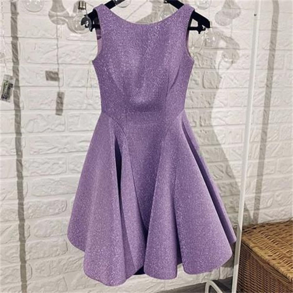 Purple Homecoming Dress 2023 Short Jewel Neck Sleeveless Sequin – DCdress