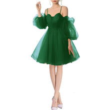 Load image into Gallery viewer, Fairy Homecoming Dress 2023 Short Spaghetti Straps Tulle with Puffy Sleeves Corset Back