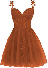 Load image into Gallery viewer, Fairy Homecoming Dress 2023 Short Spaghetti Straps Tulle with Lace Appliques Corset Back