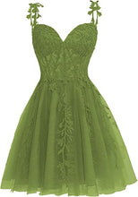 Load image into Gallery viewer, Fairy Homecoming Dress 2023 Short Spaghetti Straps Tulle with Lace Appliques Corset Back