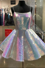 Load image into Gallery viewer, Trendy Homecoming Dress 2023 Short Spaghetti Straps Sequin Sparkly