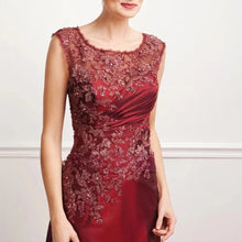 Load image into Gallery viewer, Mermaid Mother of the Bride Dresses Sequin Lace Appliques Wedding Guest Dress Satin Long Formal Dress