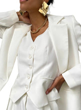 Load image into Gallery viewer, White Women&#39;s Suits 3 Pieces Blazer Pants Vest 2023 Pockets Business Casual Suit Sets
