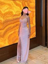 Load image into Gallery viewer, Sexy Mermaid Halter Prom Dress Lace Tulle Evening Party Gowns with Slit