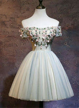 Load image into Gallery viewer, Fairy Homecoming Dress 2023 Short Off the Shoulder Floral Tulle