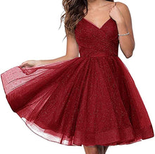 Load image into Gallery viewer, Sparkly Homecoming Dress 2023 Short Spaghetti Straps Tulle Sequined