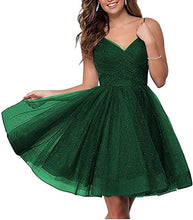 Load image into Gallery viewer, Sparkly Homecoming Dress 2023 Short Spaghetti Straps Tulle Sequined