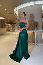 Load image into Gallery viewer, Long Mermaid Spaghetti Straps Satin Formal Prom Dresses with Slit