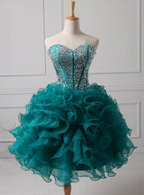 Load image into Gallery viewer, Unique Homecoming Dress 2023 Short Strapless Beaded Tulle Puffy