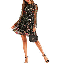 Load image into Gallery viewer, Black Floral Homecoming Dress 2023 Short Jewel Neck Long Sleeves