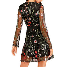 Load image into Gallery viewer, Black Floral Homecoming Dress 2023 Short Jewel Neck Long Sleeves