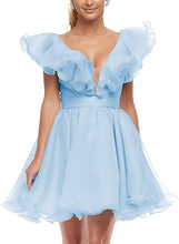 Load image into Gallery viewer, Cute Homecoming Dress 2023 Short V Neck Tulle with Ruffles