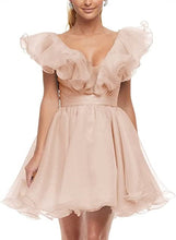 Load image into Gallery viewer, Cute Homecoming Dress 2023 Short V Neck Tulle with Ruffles