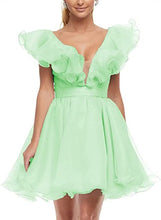 Load image into Gallery viewer, Cute Homecoming Dress 2023 Short V Neck Tulle with Ruffles