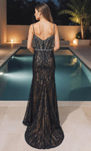 Load image into Gallery viewer, Beaded Corset V Neck Lace Mermaid Prom Dress with Slit