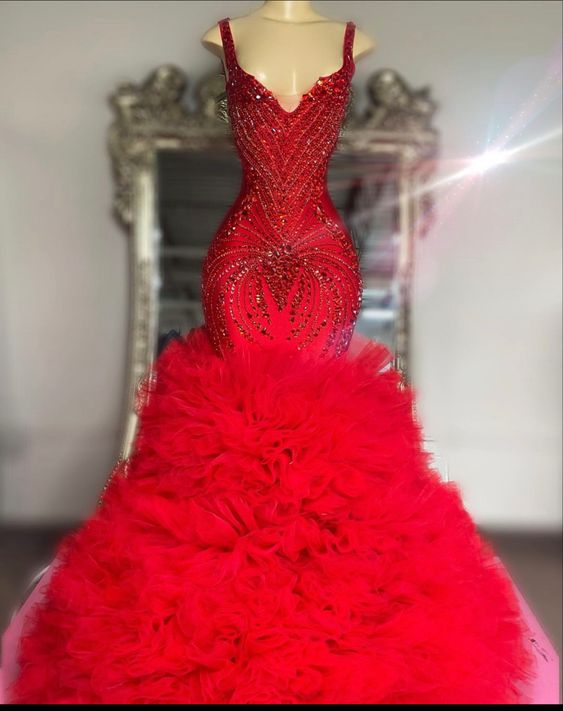 Beautiful Elegant Gown Feather Red Couture Gowns Red Sequined Evening Dress  For Gala Shop On Pinterest