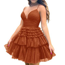Load image into Gallery viewer, Fairy Homecoming Dress 2023 Short Spaghetti Straps Tiered Tulle