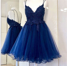 Load image into Gallery viewer, Royal Blue Homecoming Dress 2023 Short Spaghetti Straps Tulle with Appliques
