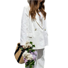 Load image into Gallery viewer, White Linen Women's Suits 2 Pieces Blazer Pants 2023 Business Two Buttons Casual Suit Sets