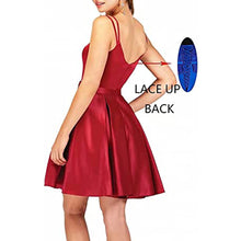 Load image into Gallery viewer, Short Homecoming Dress 2023 Spaghetti Straps Satin with Pockets Corset Back