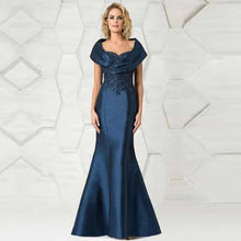 Load image into Gallery viewer, Mermaid Mother of the Bride Dresses Sequin Lace Appliques Wedding Guest Dress Trumpet Satin Long Formal Dress