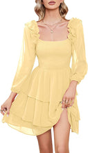 Load image into Gallery viewer, Simple Homecoming Dress 2023 Short Square Neck Chiffon Tiered Ruffles