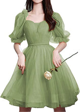 Load image into Gallery viewer, Fairy Homecoming Dress 2023 Short Sweetheart Tulle with Puffy Sleeves