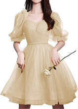 Load image into Gallery viewer, Fairy Homecoming Dress 2023 Short Sweetheart Tulle with Puffy Sleeves