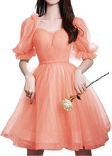 Load image into Gallery viewer, Fairy Homecoming Dress 2023 Short Sweetheart Tulle with Puffy Sleeves