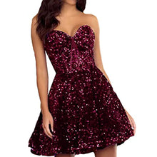 Load image into Gallery viewer, Sparkly Homecoming Dress 2023 Short Strapless Zipper Up Back Sequin