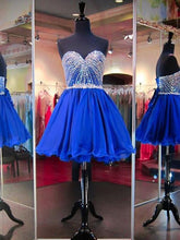 Load image into Gallery viewer, Royal Blue Homecoming Dress 2023 Short Crystal Strapless Tulle