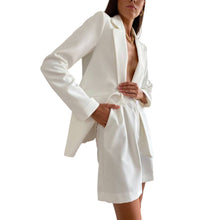 Load image into Gallery viewer, White Women&#39;s Suits 2 Pieces Blazer Short Pants 2023 Elegant Solid Color Casual Suit Sets
