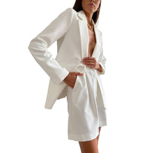 Load image into Gallery viewer, White Women's Suits 2 Pieces Blazer Short Pants 2023 Elegant Solid Color Casual Suit Sets