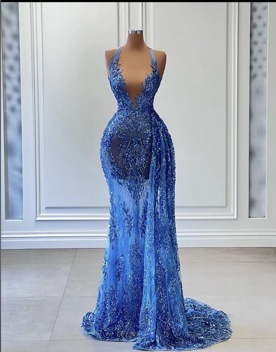 halter top prom dresses 2024 Red Prom Dress 2024 Halter Neck Tulle Lace Appliques 16W / Green